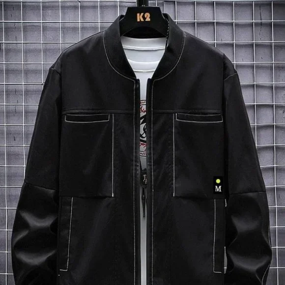 Black Mens Bomber Jacket - Picture 1 of 8